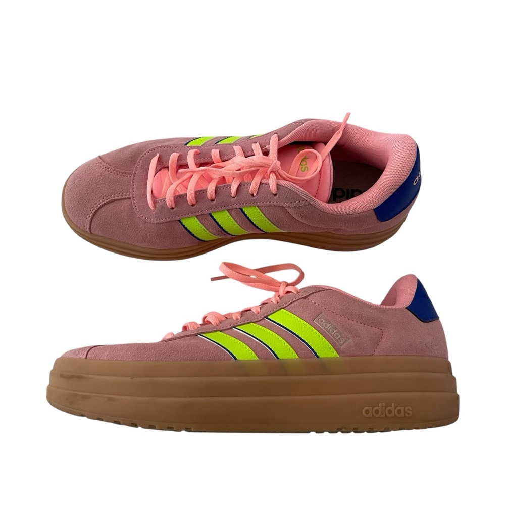 Adidas VL Court Bold Damen Sneaker Pink Lemon Blue Gum Skateboard Size US 11 - Picture 8 of 9
